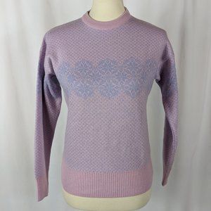 EIR Nordic Sweater Long Sleeve Knit Purple Pink Snowflake Ski Snow Womens Sz M